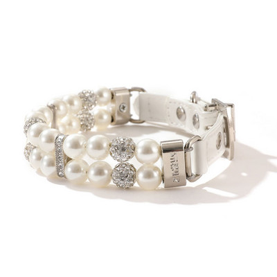 Biserna ogrlica za pse PU kožna ogrlica Umjetni biseri Ogrlice za kućne ljubimce s kamenčićima za male pse Ogrlica Ogrlica za mačke Svadbena zabava