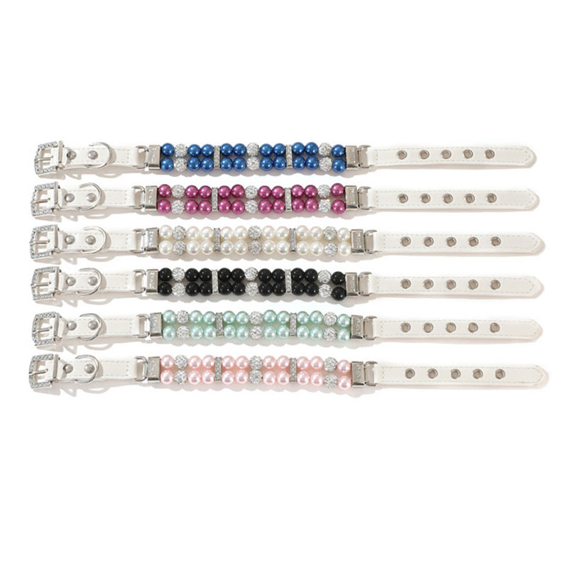 Biserna ogrlica za pse PU kožna ogrlica Umjetni biseri Ogrlice za kućne ljubimce s kamenčićima za male pse Ogrlica Ogrlica za mačke Svadbena zabava