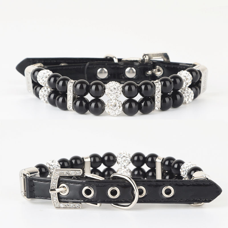 Biserna ogrlica za pse PU kožna ogrlica Umjetni biseri Ogrlice za kućne ljubimce s kamenčićima za male pse Ogrlica Ogrlica za mačke Svadbena zabava