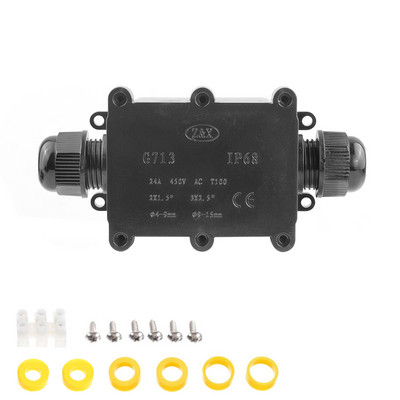IP68 veekindel ühenduskarbi elektrikorpuse kaabli ühendusklemmiplokk veekindel kast must kaabli ühenduskarp