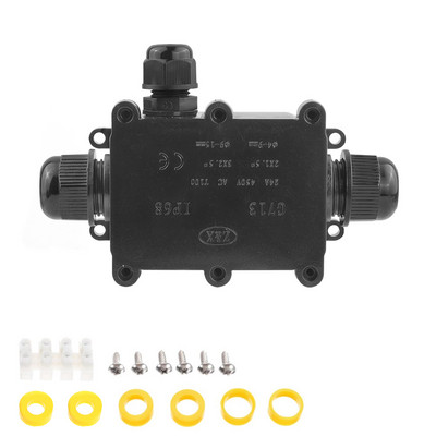 IP68 veekindel ühenduskarbi elektrikorpuse kaabli ühendusklemmiplokk veekindel kast must kaabli ühenduskarp