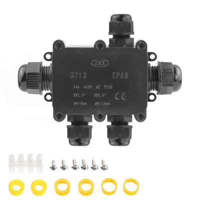 IP68 veekindel ühenduskarbi elektrikorpuse kaabli ühendusklemmiplokk veekindel kast must kaabli ühenduskarp