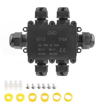 IP68 veekindel ühenduskarbi elektrikorpuse kaabli ühendusklemmiplokk veekindel kast must kaabli ühenduskarp
