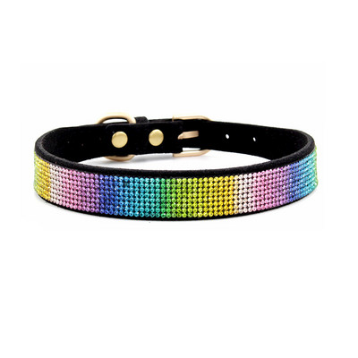 Bling ogrlice za kućne ljubimce s kamenčićima za male srednje pse, mačke, podesiva PU kožna ogrlica za mopse, dodaci za čivave, jorkširske pse