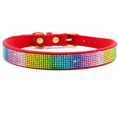 XXS/XS/S/M/LCrystal Suņu kaklasiksna Ērta Glitter Rhinestone Krāsainas suņu kaklasiksnas Cinka sakausējuma sprādzes kaklasiksna maziem suņiem kaķiem