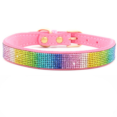 XXS/XS/S/M/LCrystal Suņu kaklasiksna Ērta Glitter Rhinestone Krāsainas suņu kaklasiksnas Cinka sakausējuma sprādzes kaklasiksna maziem suņiem kaķiem