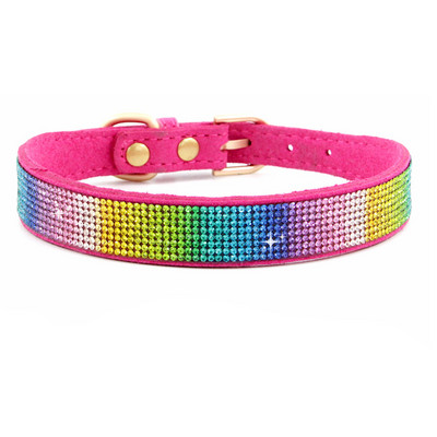 XXS/XS/S/M/LCrystal Suņu kaklasiksna Ērta Glitter Rhinestone Krāsainas suņu kaklasiksnas Cinka sakausējuma sprādzes kaklasiksna maziem suņiem kaķiem