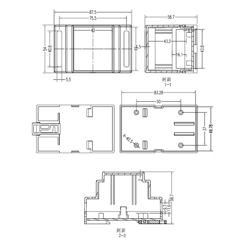 1pc PLC 88X59X54mm ABS instrument Plastično kućište Shell Box Controller Elektronički monitor Projektno kućište Modul Circut Distributer
