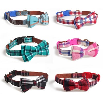 Plaids Apdruka Kamuflāža Mājdzīvnieki Suņu kaklasiksnas Jauki Svītraini Bowknot Kucēns Kaķis Kakls Taurītis Bulldogs Apdares Liela Suņu Kaklasiksna