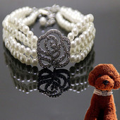 Luksuzna mačja ogrlica za pse u četiri reda biserna dijamantna ogrlica lančić za ogrlicu za male pse za mačke 20/25/30 cm dodatak za ljubimce sa kamenčićima