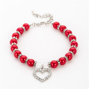 Luksuzna mačja ogrlica za pse u četiri reda biserna dijamantna ogrlica lančić za ogrlicu za male pse za mačke 20/25/30 cm dodatak za ljubimce sa kamenčićima