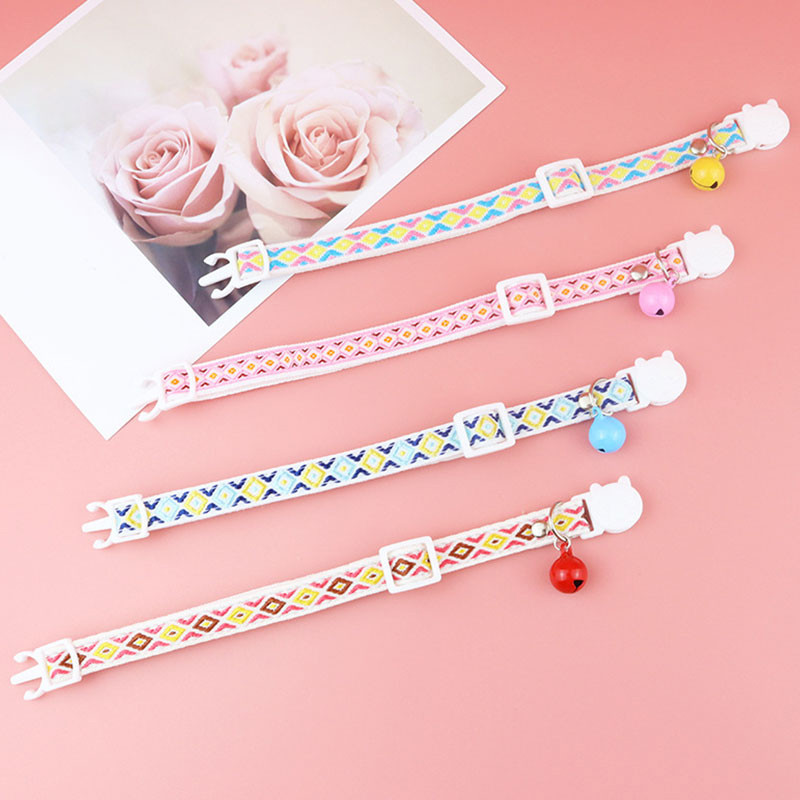 Nove prekrasne ogrlice za mačke s printom, karirane jacquard ogrlice, podesive zvončaste ogrlice protiv gubljenja, šarene slatke, lijepe potrepštine za kućne ljubimce