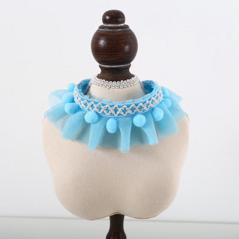 Κολάρο γάτας σκύλου Γλυκό χαριτωμένο δαντελένιο δικτυωτό δαχτυλίδι για λαιμό για κατοικίδιο με μπάλες πομπομ Ρυθμιζόμενο λουράκι για το λαιμό για κατοικίδια Προμήθειες για κατοικίδια Κολιέ για κουτάβι κουνέλι