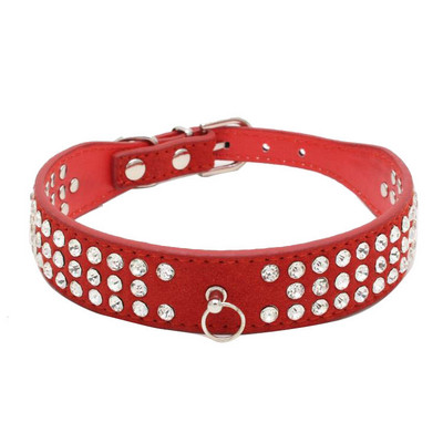 Dimanta Rhinestone Mājdzīvnieki Suņu kaklasiksnas Zamšādas Ādas Maziem Vidējiem Suņiem Siksnas Regulējama Kucēna Čivavas Jorkšīras Kaklasiksna