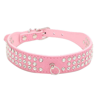 Dimanta Rhinestone Mājdzīvnieki Suņu kaklasiksnas Zamšādas Ādas Maziem Vidējiem Suņiem Siksnas Regulējama Kucēna Čivavas Jorkšīras Kaklasiksna