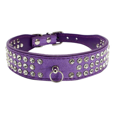 Dimanta Rhinestone Mājdzīvnieki Suņu kaklasiksnas Zamšādas Ādas Maziem Vidējiem Suņiem Siksnas Regulējama Kucēna Čivavas Jorkšīras Kaklasiksna