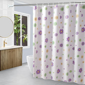 Kiváló minőségű Elegance Purple Flowers Zuhanyfüggöny akasztókkal Vízálló Penészálló PEVA függöny Fürdőszoba függöny