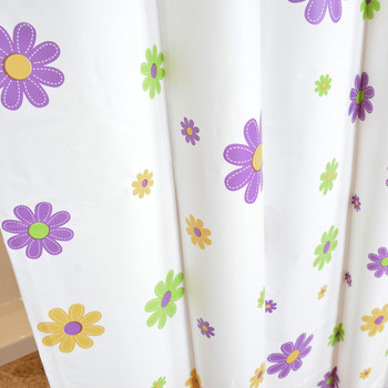 Висококачествена елегантна завеса за душ с лилави цветя с кукички Водоустойчива устойчива на плесен PEVA завеси Завеса за баня