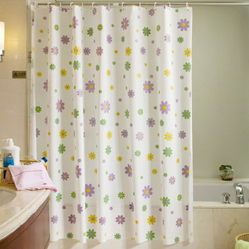 Висококачествена елегантна завеса за душ с лилави цветя с кукички Водоустойчива устойчива на плесен PEVA завеси Завеса за баня