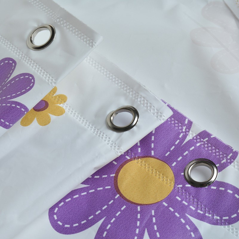 Kiváló minőségű Elegance Purple Flowers Zuhanyfüggöny akasztókkal Vízálló Penészálló PEVA függöny Fürdőszoba függöny