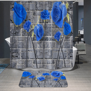 Лале Лотос Цветя Дървета Водоустойчива завеса за душ 3D завеса за баня с кука Рисуване с мастило Декор Комплект продукти за баня за баня