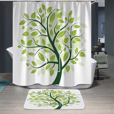 Tulip Lotus Flowers Trees Waterproff dušas aizkars 3D vannas aizkars ar āķa tinti Krāsošana Dekors Vannas produktu komplekts vannas istabai