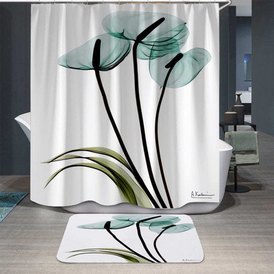 Tulip Lotus Flowers Trees Waterproff dušas aizkars 3D vannas aizkars ar āķa tinti Krāsošana Dekors Vannas produktu komplekts vannas istabai