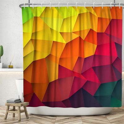 Szivárvány színes Boho zuhanyfüggöny Vízálló poliészter szövet Fürdőfüggöny akasztóval a fürdőszoba lakberendezéséhez