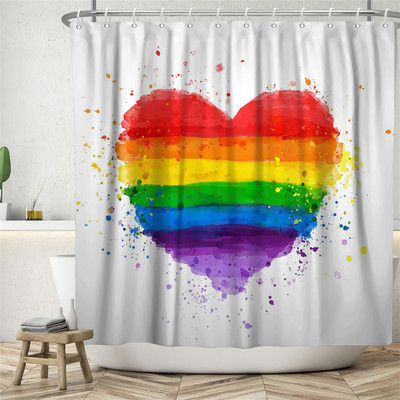 Szivárvány színes Boho zuhanyfüggöny Vízálló poliészter szövet Fürdőfüggöny akasztóval a fürdőszoba lakberendezéséhez