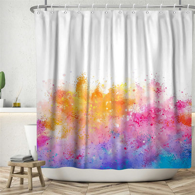Szivárvány színes Boho zuhanyfüggöny Vízálló poliészter szövet Fürdőfüggöny akasztóval a fürdőszoba lakberendezéséhez