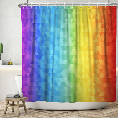 Szivárvány színes Boho zuhanyfüggöny Vízálló poliészter szövet Fürdőfüggöny akasztóval a fürdőszoba lakberendezéséhez