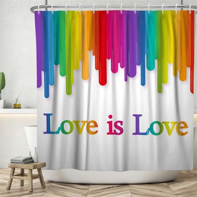 Szivárvány színes Boho zuhanyfüggöny Vízálló poliészter szövet Fürdőfüggöny akasztóval a fürdőszoba lakberendezéséhez