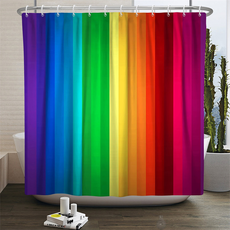 Szivárvány színes Boho zuhanyfüggöny Vízálló poliészter szövet Fürdőfüggöny akasztóval a fürdőszoba lakberendezéséhez