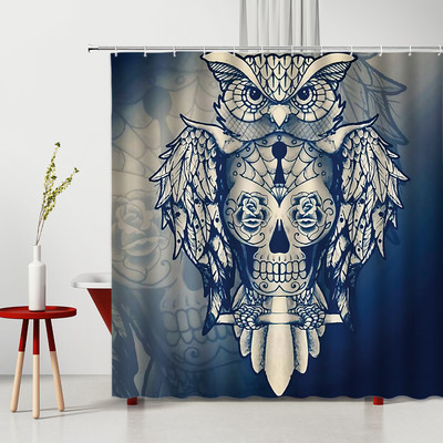 Dušas aizkars Karikatūras Pūce Zieds Dzīvnieks 3D drukas mašīna mazgājams vannas istabas ekrāns ar āķiem Vannas aizkari Cortina Ducha