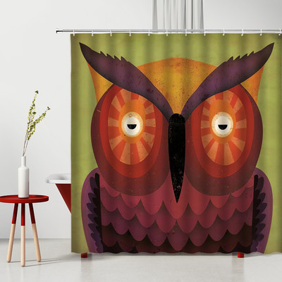 Dušas aizkars Karikatūras Pūce Zieds Dzīvnieks 3D drukas mašīna mazgājams vannas istabas ekrāns ar āķiem Vannas aizkari Cortina Ducha