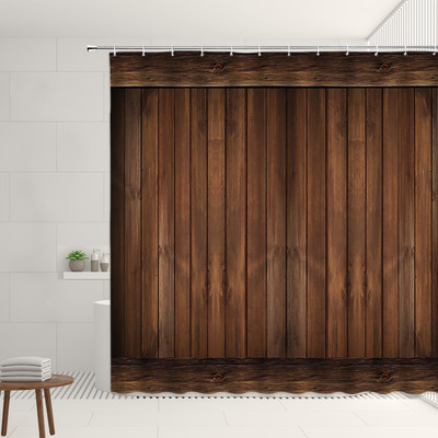 Koka dēļu fons dušas aizkars margrietiņa zieds Bībeles pants Retro lauku saimniecības mājas dekors Vannas istabas piederumi Vannas ekrāns