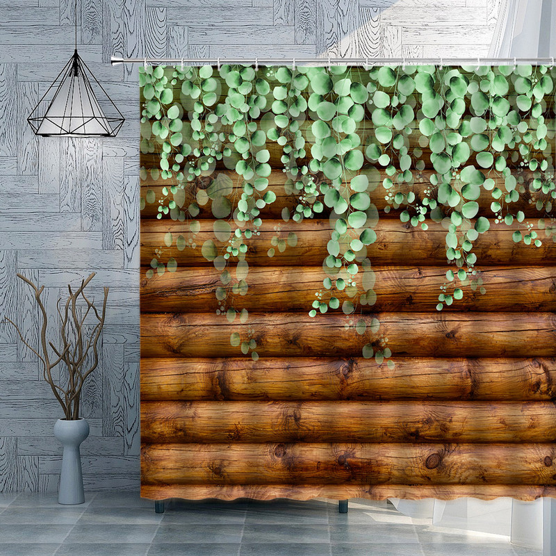 Koka dēļu fons dušas aizkars margrietiņa zieds Bībeles pants Retro lauku saimniecības mājas dekors Vannas istabas piederumi Vannas ekrāns