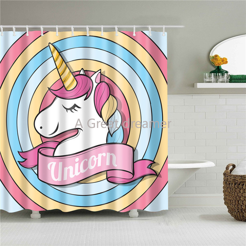 3d crtani Totoro Unicorn Zavjesa za tuširanje Kupaonica Slatka zavjesa za kupanje Vodootporna za uređenje doma Kupaonica Članak