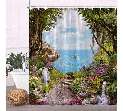 Europa Seoska kuća Kamena kuća Zavjesa za kupaonicu Zavjese za tuš Stara vrata Ruralna zgrada Krajolik Retro dekor Proizvodi za kupaonicu