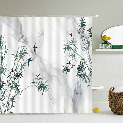 Kineski stil Cvijeće Pejzaž ptica Vodootporna zavjesa za tuš Zavjese za kupaonicu 3D ispis Kupaonica s kukama Zaslon od krpe koja se može prati