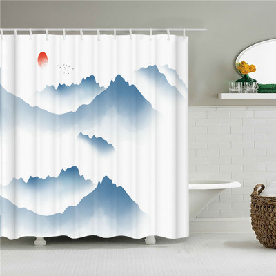 Kineski stil Cvijeće Pejzaž ptica Vodootporna zavjesa za tuš Zavjese za kupaonicu 3D ispis Kupaonica s kukama Zaslon od krpe koja se može prati