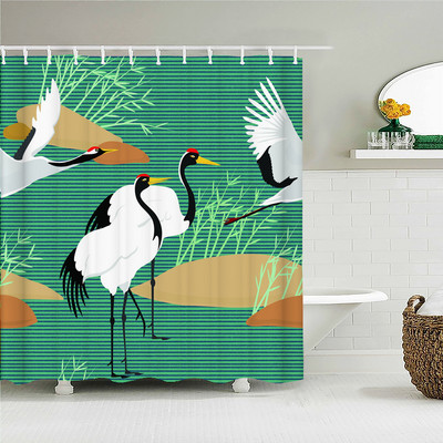 Kineski stil Cvijeće Pejzaž ptica Vodootporna zavjesa za tuš Zavjese za kupaonicu 3D ispis Kupaonica s kukama Zaslon od krpe koja se može prati