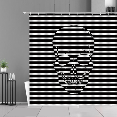 Zavjese za tuširanje u obliku šećerne lubanje Noć vještica Lobanje s cvijetom ruže Kreativne zavjese za kupanje za uređenje kućne kupaonice Tkanina koja se može prati