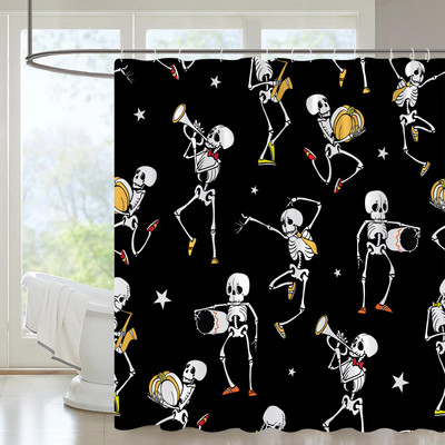 Zavjese za tuširanje u obliku šećerne lubanje Noć vještica Lobanje s cvijetom ruže Kreativne zavjese za kupanje za uređenje kućne kupaonice Tkanina koja se može prati