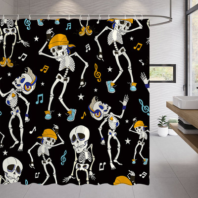 Zavjese za tuširanje u obliku šećerne lubanje Noć vještica Lobanje s cvijetom ruže Kreativne zavjese za kupanje za uređenje kućne kupaonice Tkanina koja se može prati
