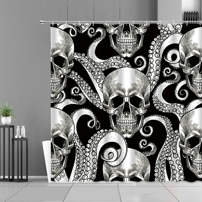 Zavjese za tuširanje u obliku šećerne lubanje Noć vještica Lobanje s cvijetom ruže Kreativne zavjese za kupanje za uređenje kućne kupaonice Tkanina koja se može prati