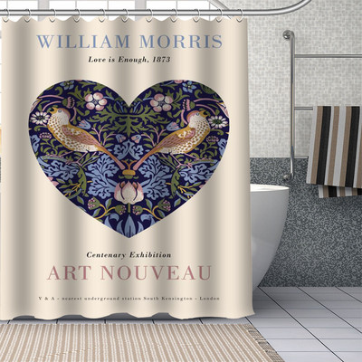 Vodootporna zavjesa za tuširanje može se prilagoditi William Morris Kupaonski pribor za tuširanje Poliesterska zavjesa za tuširanje s kukama