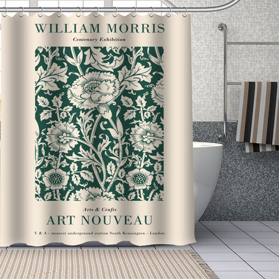 Vodootporna zavjesa za tuširanje može se prilagoditi William Morris Kupaonski pribor za tuširanje Poliesterska zavjesa za tuširanje s kukama