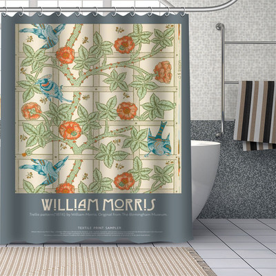 Vodootporna zavjesa za tuširanje može se prilagoditi William Morris Kupaonski pribor za tuširanje Poliesterska zavjesa za tuširanje s kukama