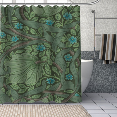 Vodootporna zavjesa za tuširanje može se prilagoditi William Morris Kupaonski pribor za tuširanje Poliesterska zavjesa za tuširanje s kukama